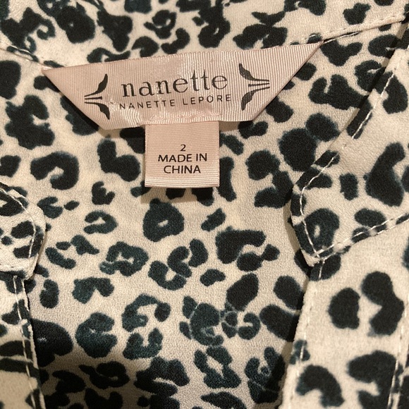 Nannette Nannette Lepore Black and Off-White Leopard Belted A-Line Dress Size 2 - Picture 8 of 8